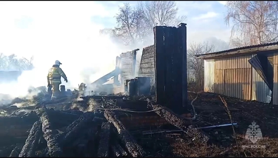 В Золотухинском районе  Курской области костёр спалил сарай