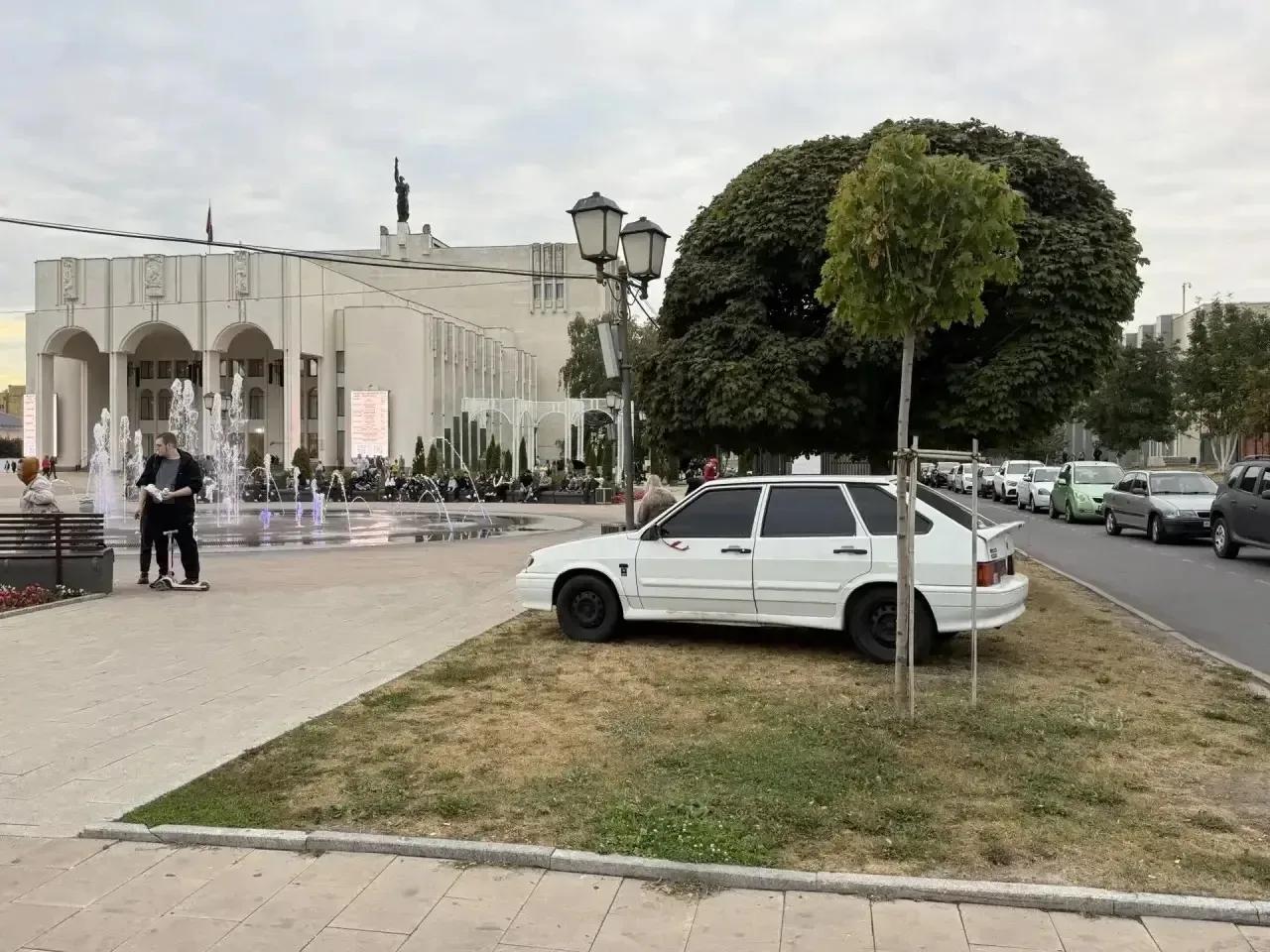 Студента привлекли к ответственности за парковку на газоне в центре Курска