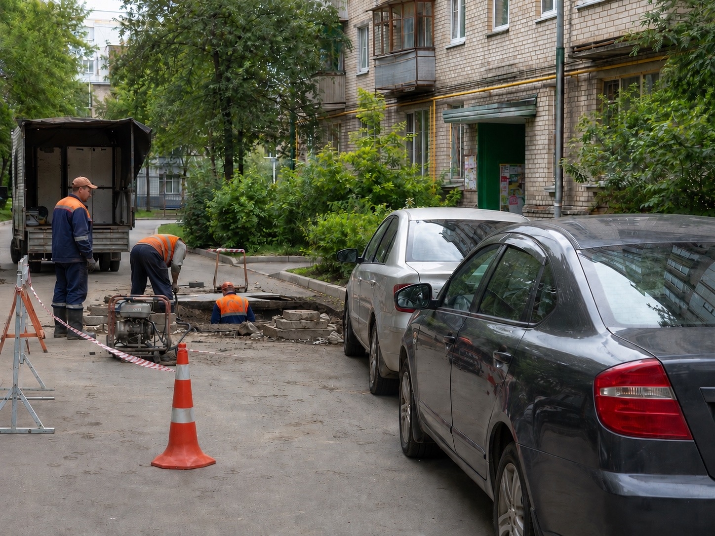 Курян просят не парковать машины в зоне ремонтных работ