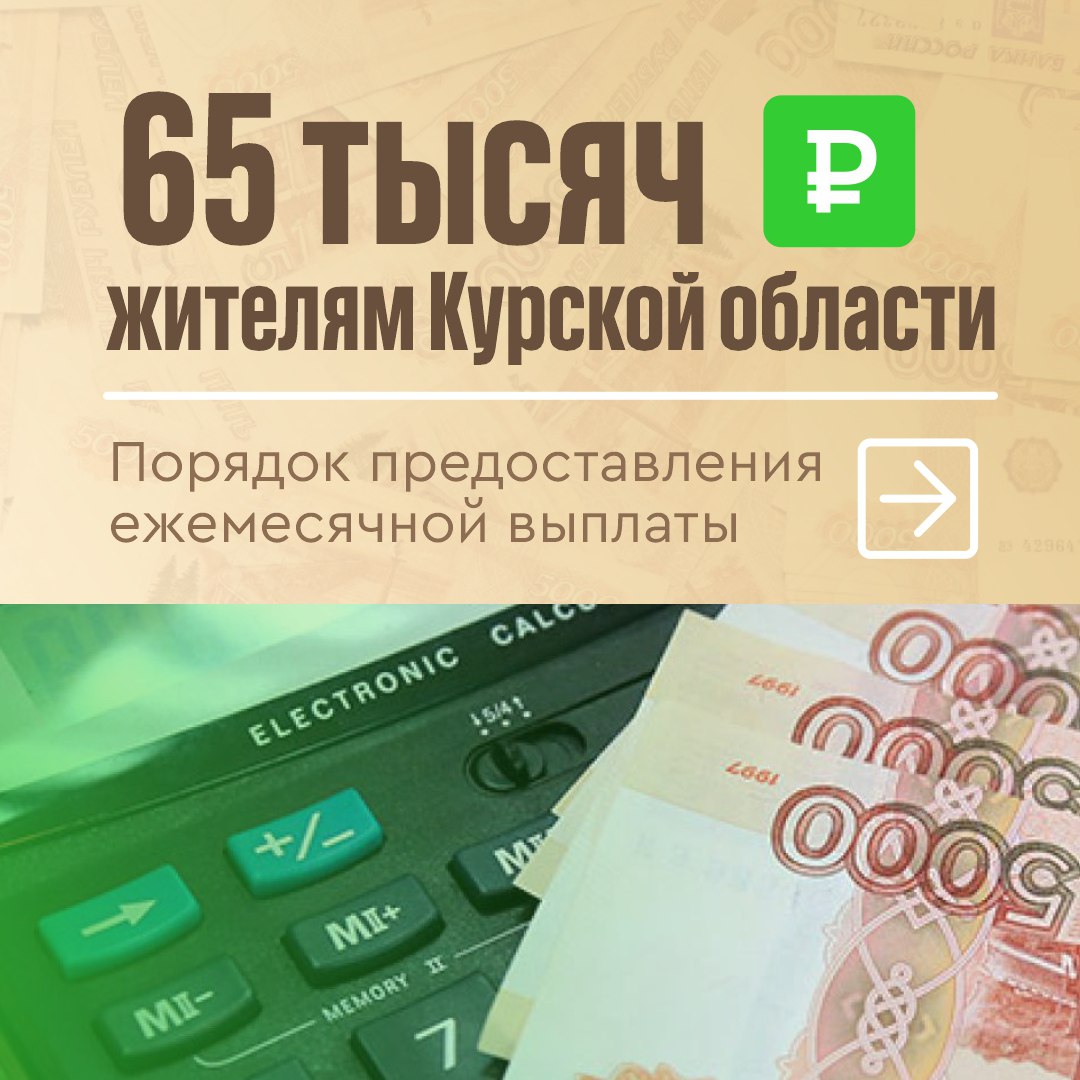 Курянам напомнили о порядке получения ежемесячной выплаты 65 тысяч рублей