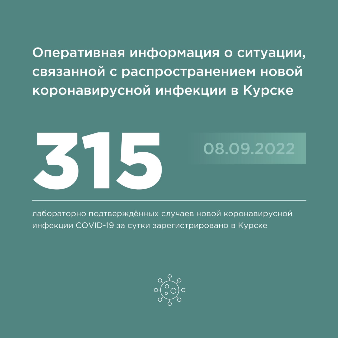 8 сентября коронавирус подтвердили у 315 жителей Курска
